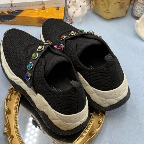🆕 KURT GEIGER LONDON 🧿 NWOB London Knit Jewel Sneakers, Black Sz EU40 US 9 - Picture 11 of 15